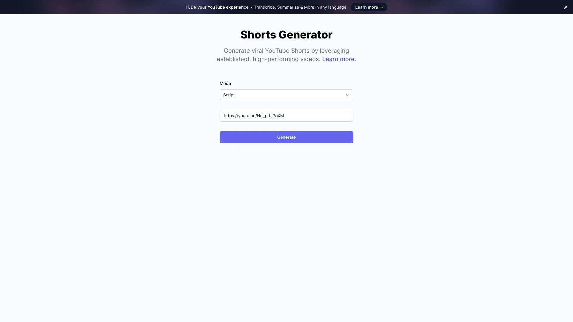Shorts Generator - AI Tool Ocean