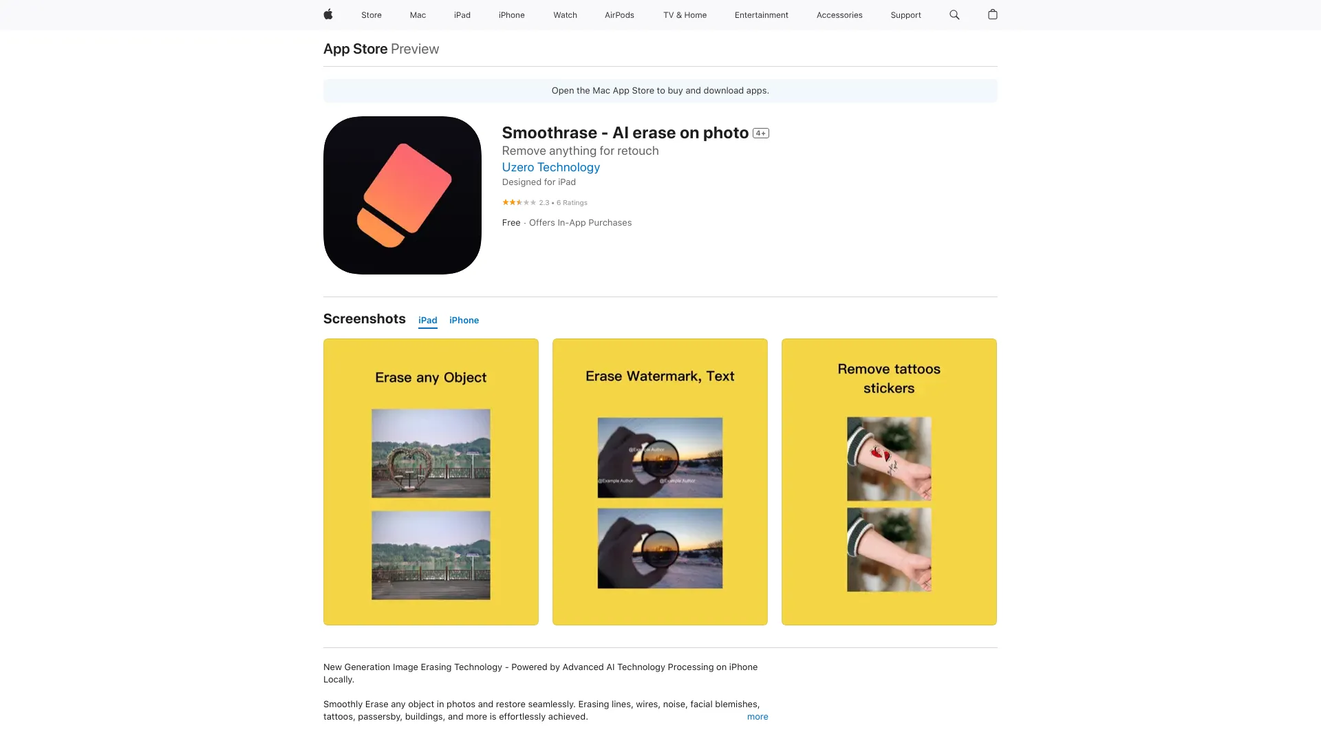 Smoothrase - AI erase on photo - AI Tool Ocean
