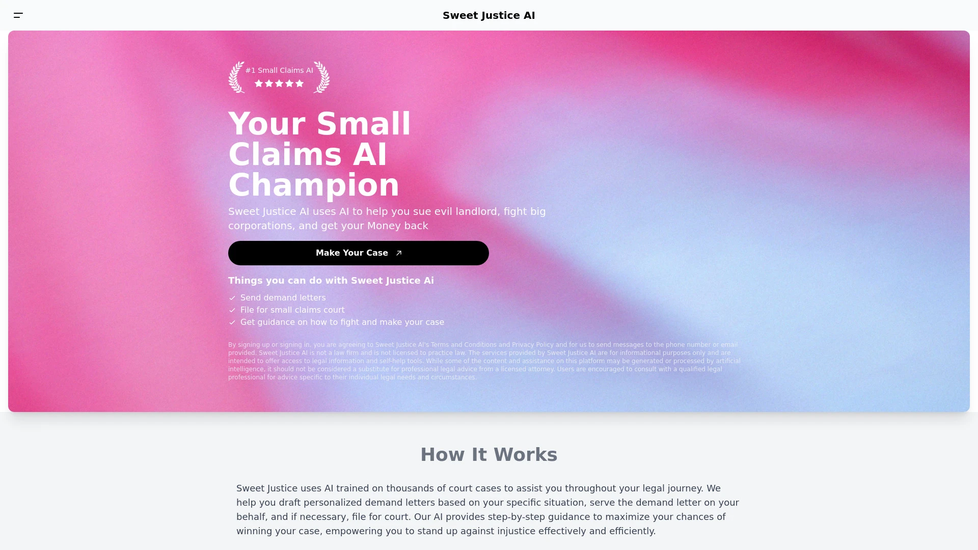 Sweet Justice AI - AI Tool Ocean