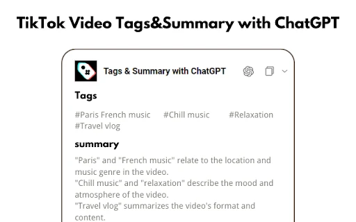 TikTok Video Tags & Summary Extension - Chrome Extension - AI Tool Ocean