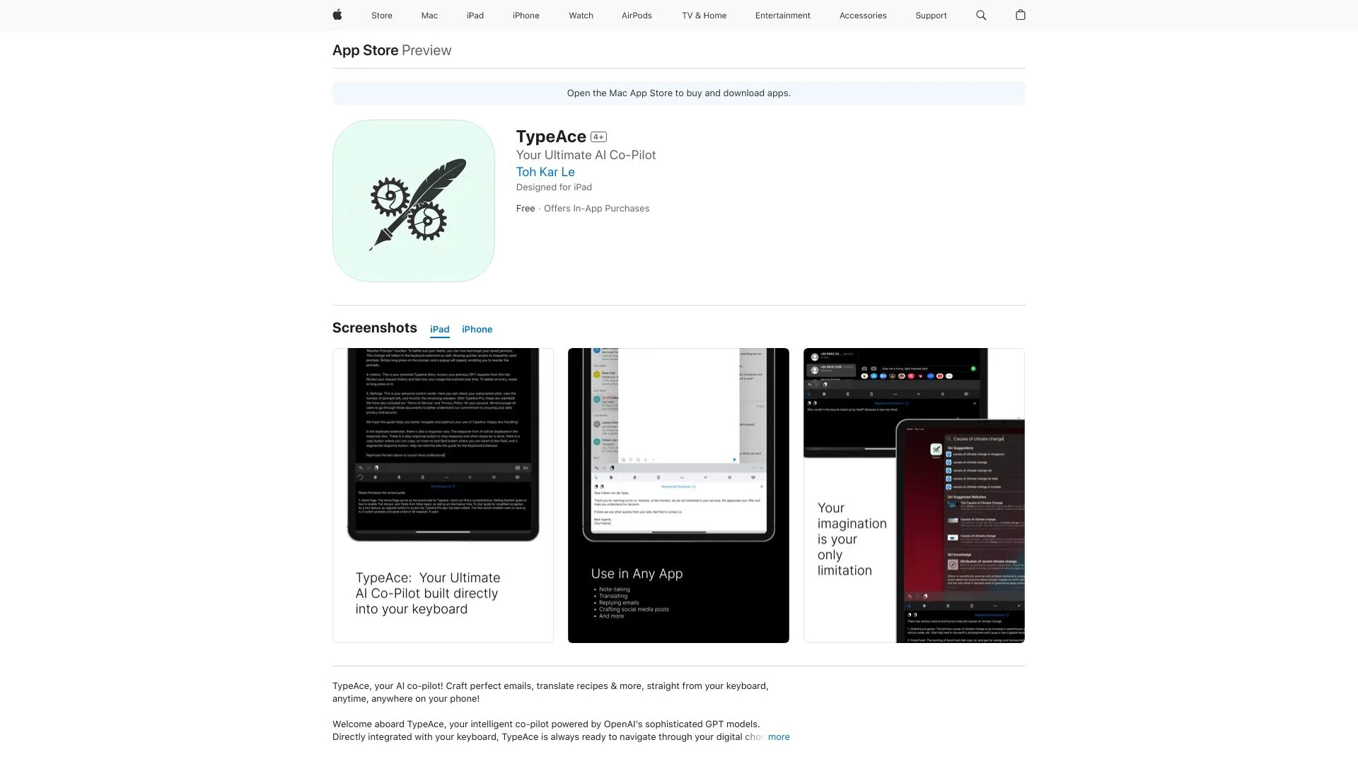 TypeAce - AI Tool Ocean