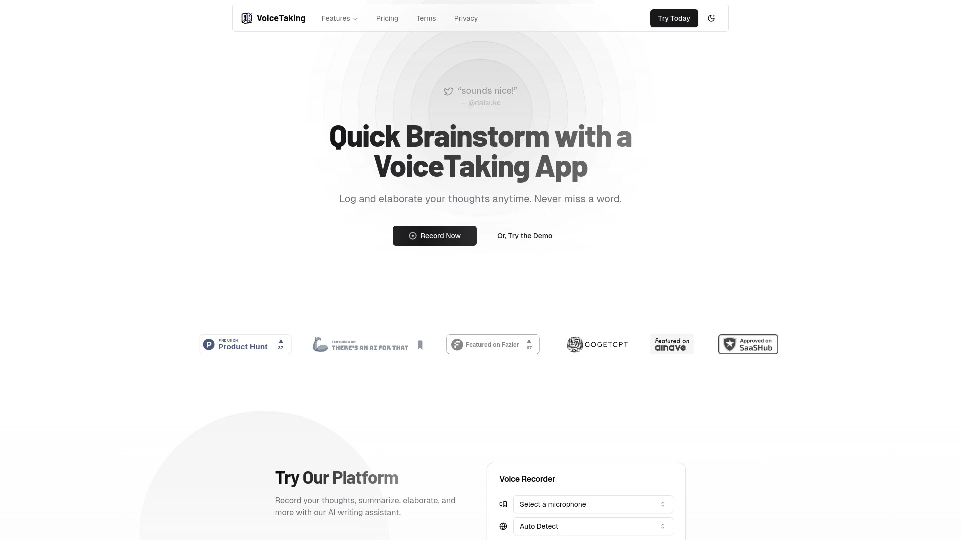VoiceTaking - AI Tool Ocean