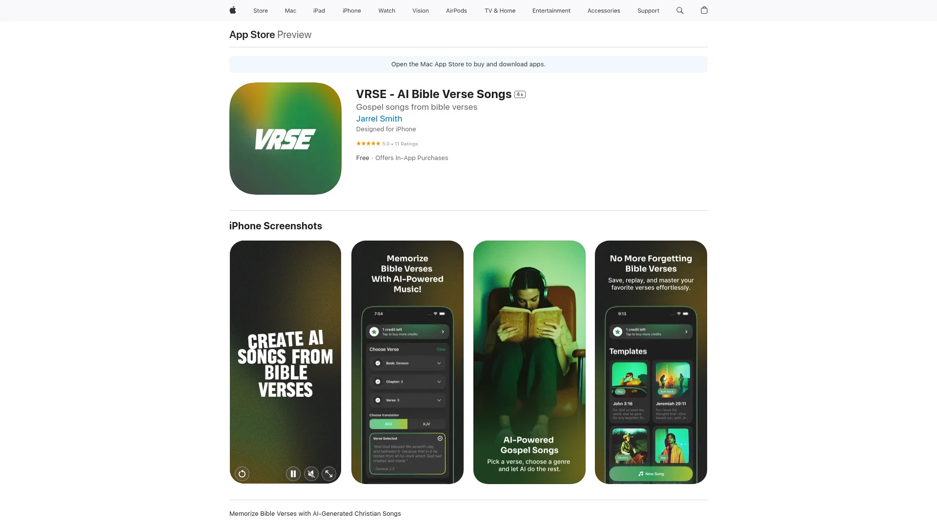 VRSE - AI Bible Verse Songs - AI Tool Ocean