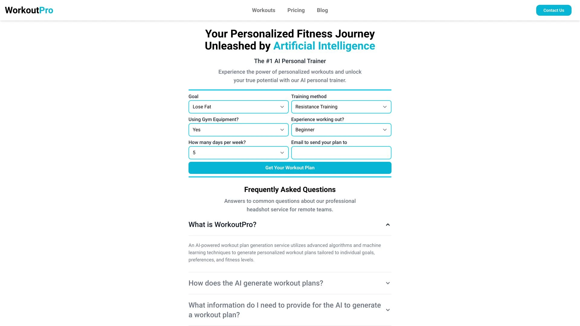 WorkoutPro - AI Tool Ocean