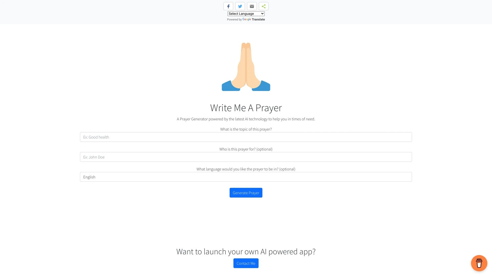 Write Me A Prayer - AI Tool Ocean
