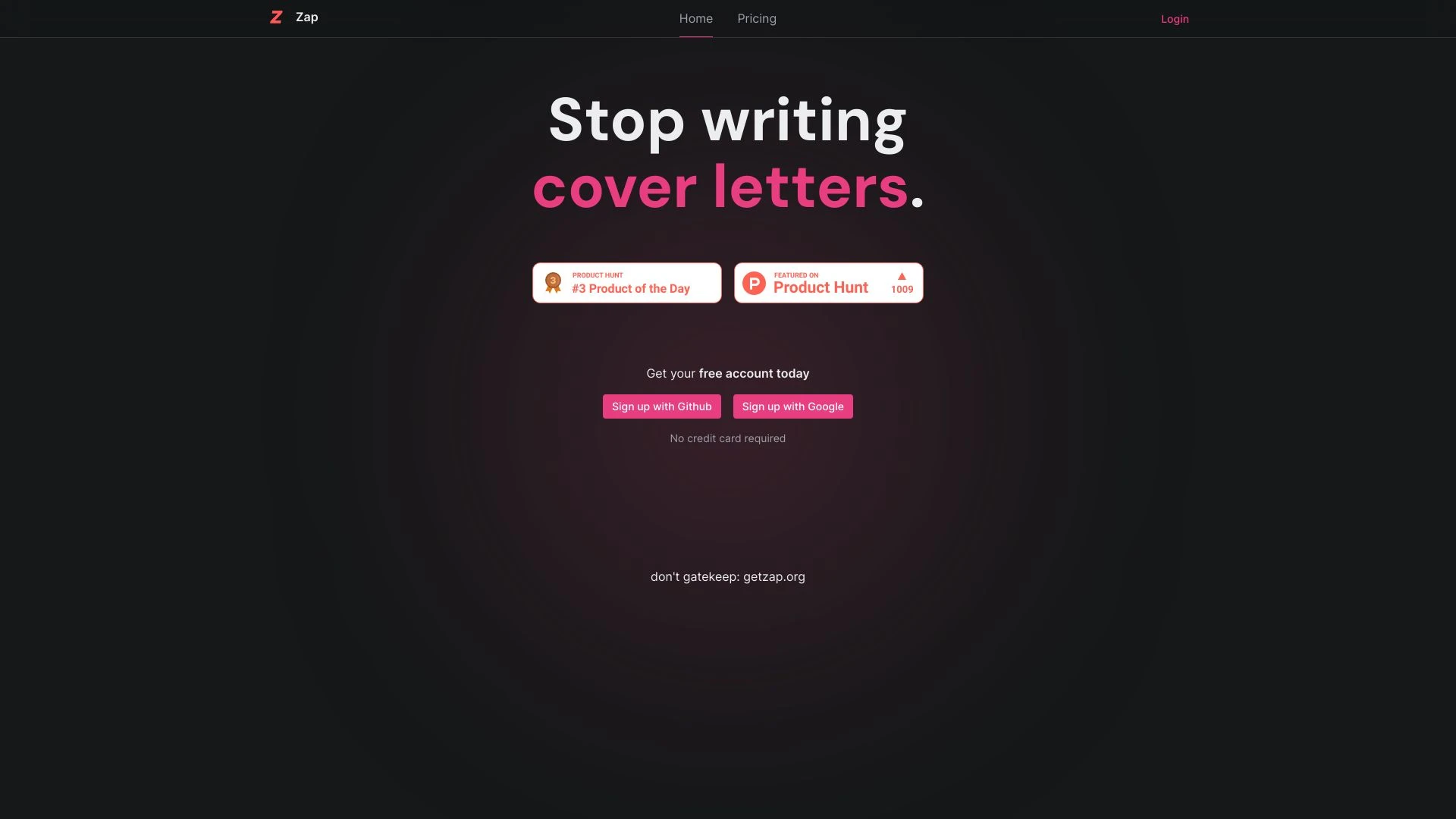 Zap - Cover Letters - AI Tool Ocean